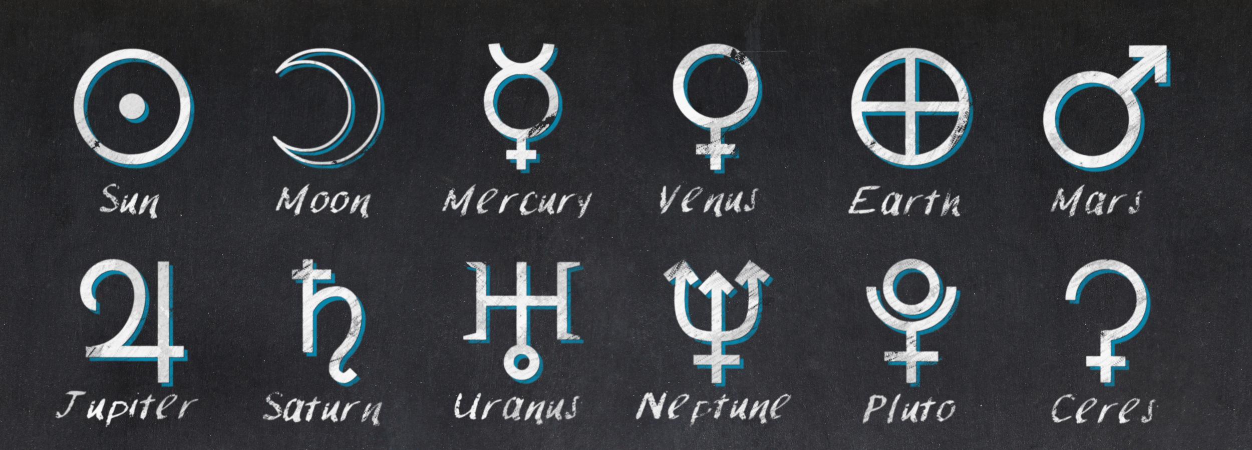 Planetary symbols used in astrology