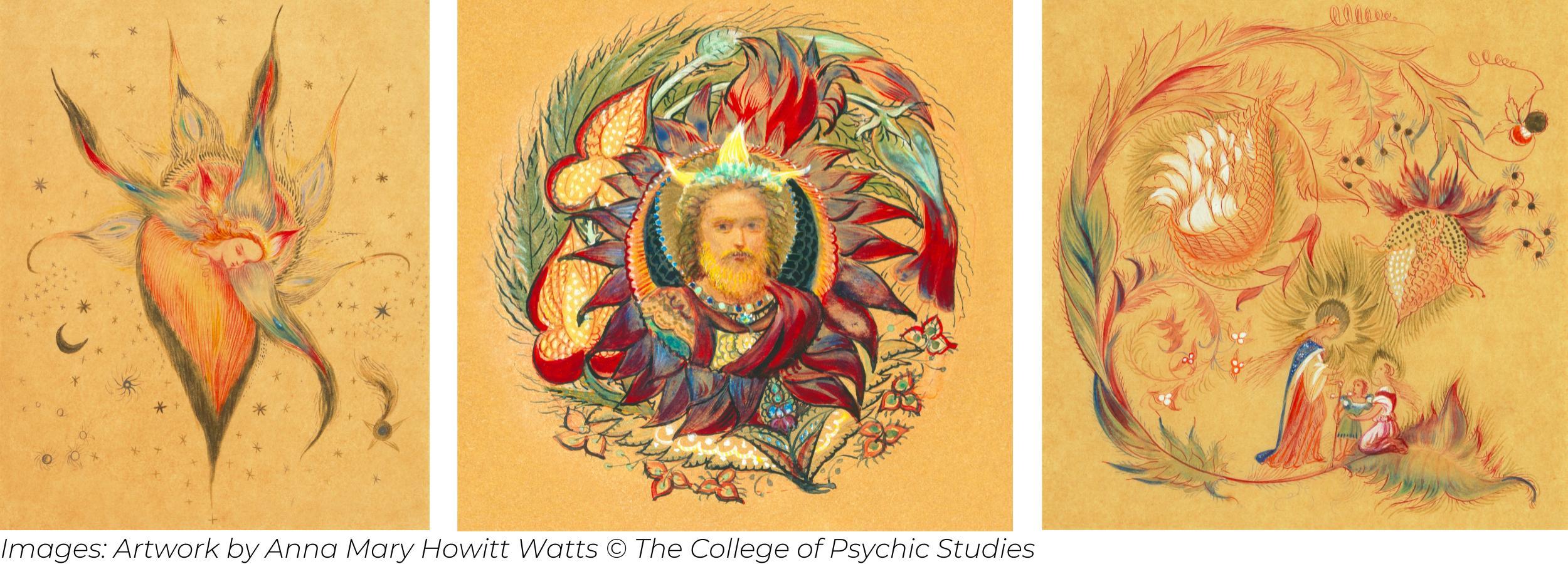 Three automatic drawings by Anna Mary Howitt Watts © The College of Psychic Studies